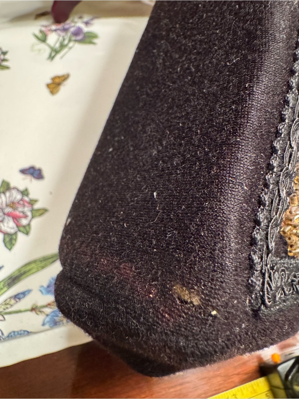 Black Clutch with Gold Floral Embellishment - Picture 6 of 8